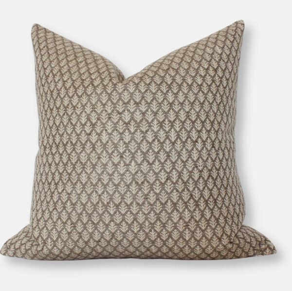 Brown Floral Pillow Cover, Earthy Textured Pillow | Fern